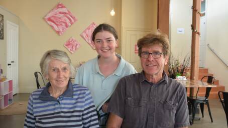 Fay, Kiera and Darrel Finnerty at the Corner Cafe. 