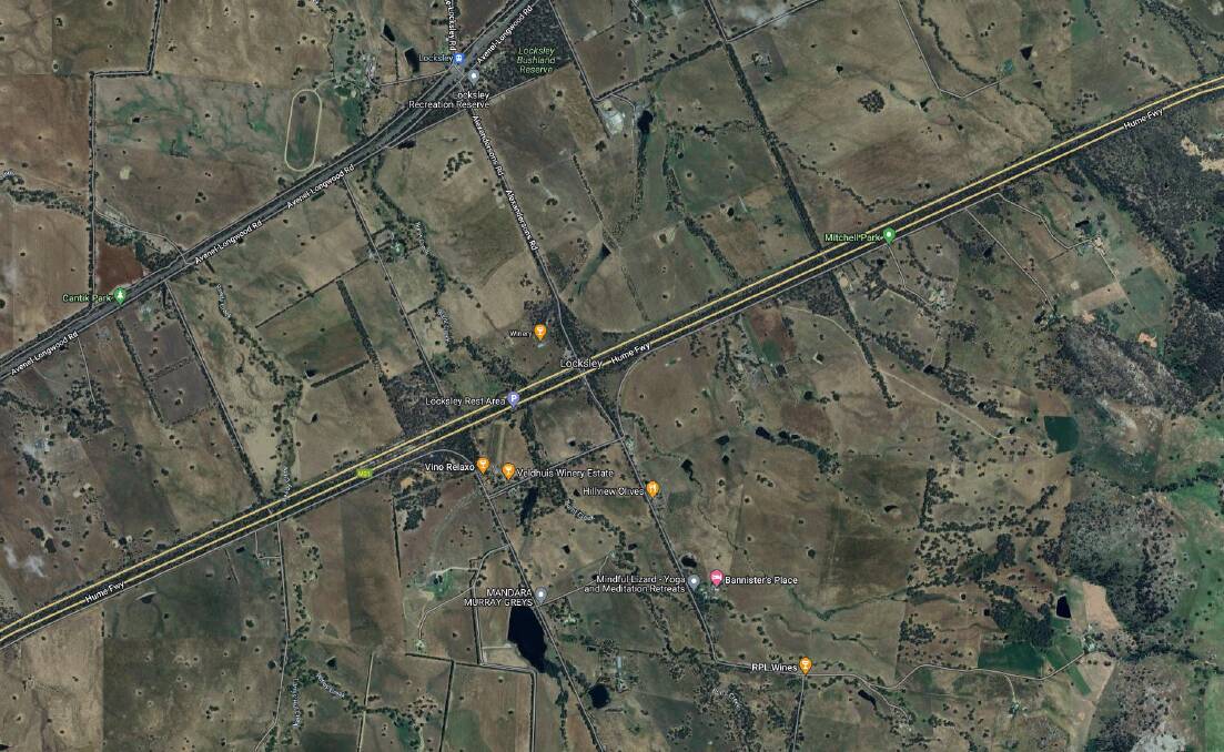 The crash site at Locksley. Picture Google Earth 