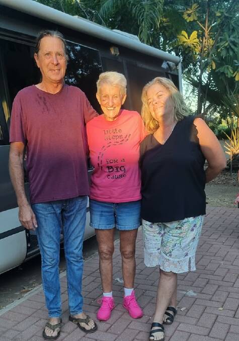 Chris Woods (centre) is walking more than 3,000km across Australia to raise money and awareness for charities. Picture supplied