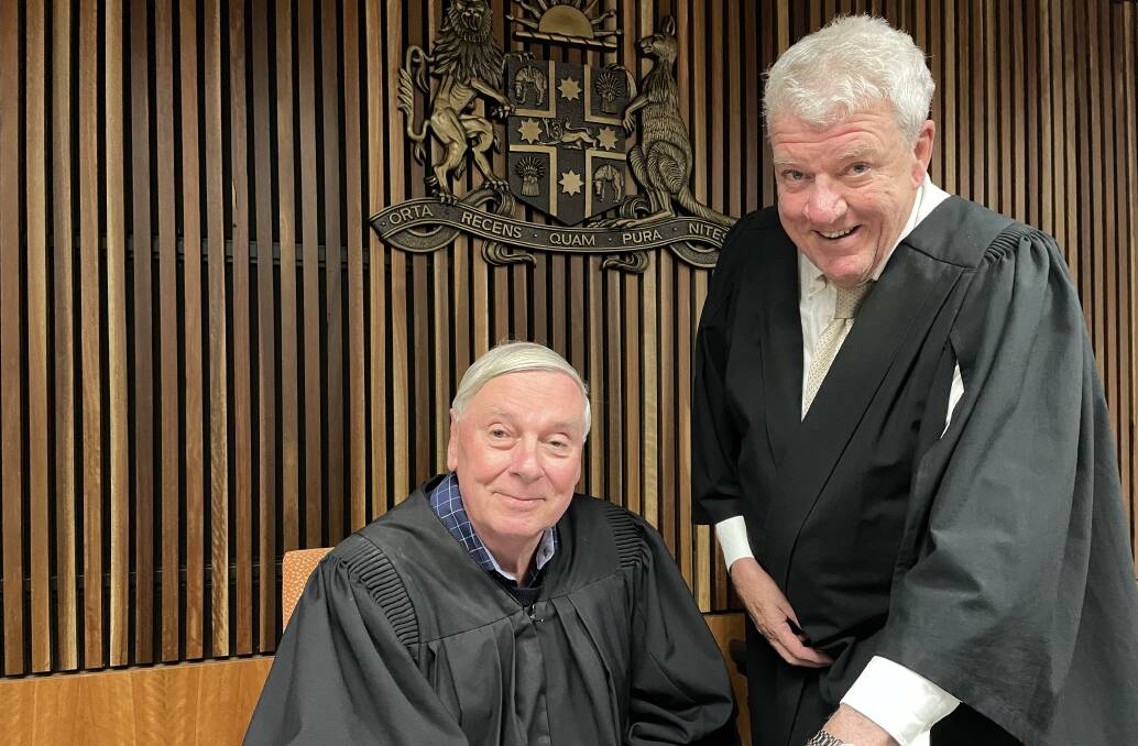 Chief Magistrate of NSW Judge Peter Johnstone with his good friend and former colleague, Armidale Magistrate Mark Richardson.