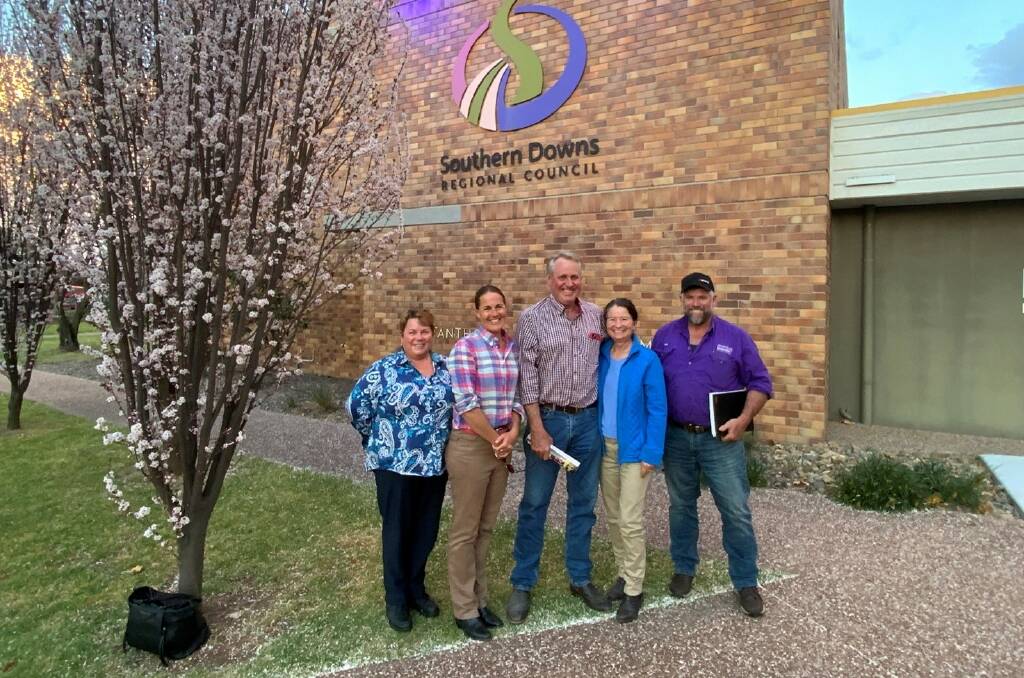 Kim Rhodes, Kerri Hampton, Stuart and Wendy Bell and Tim Bonner meet with Tourism staff at Southern Downs Regional Council. Picture supplied.