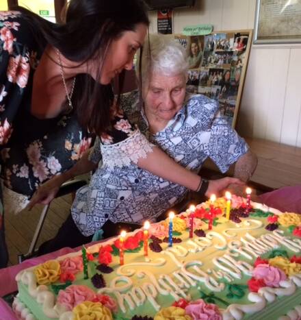 Carol Hurtz had a stunning cake with which to celebrate her 90th birthday. Carol is picutred here with granddaughter Rhiannon.