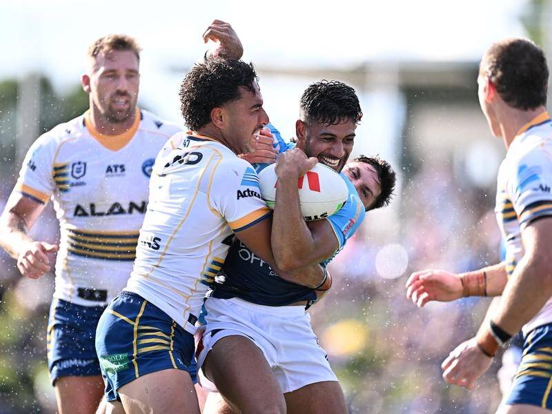 Parramatta have dominated their NRL pre-season trial against Gold Coast in Ipswich, winning 26-16. (Dave Hunt/AAP PHOTOS)